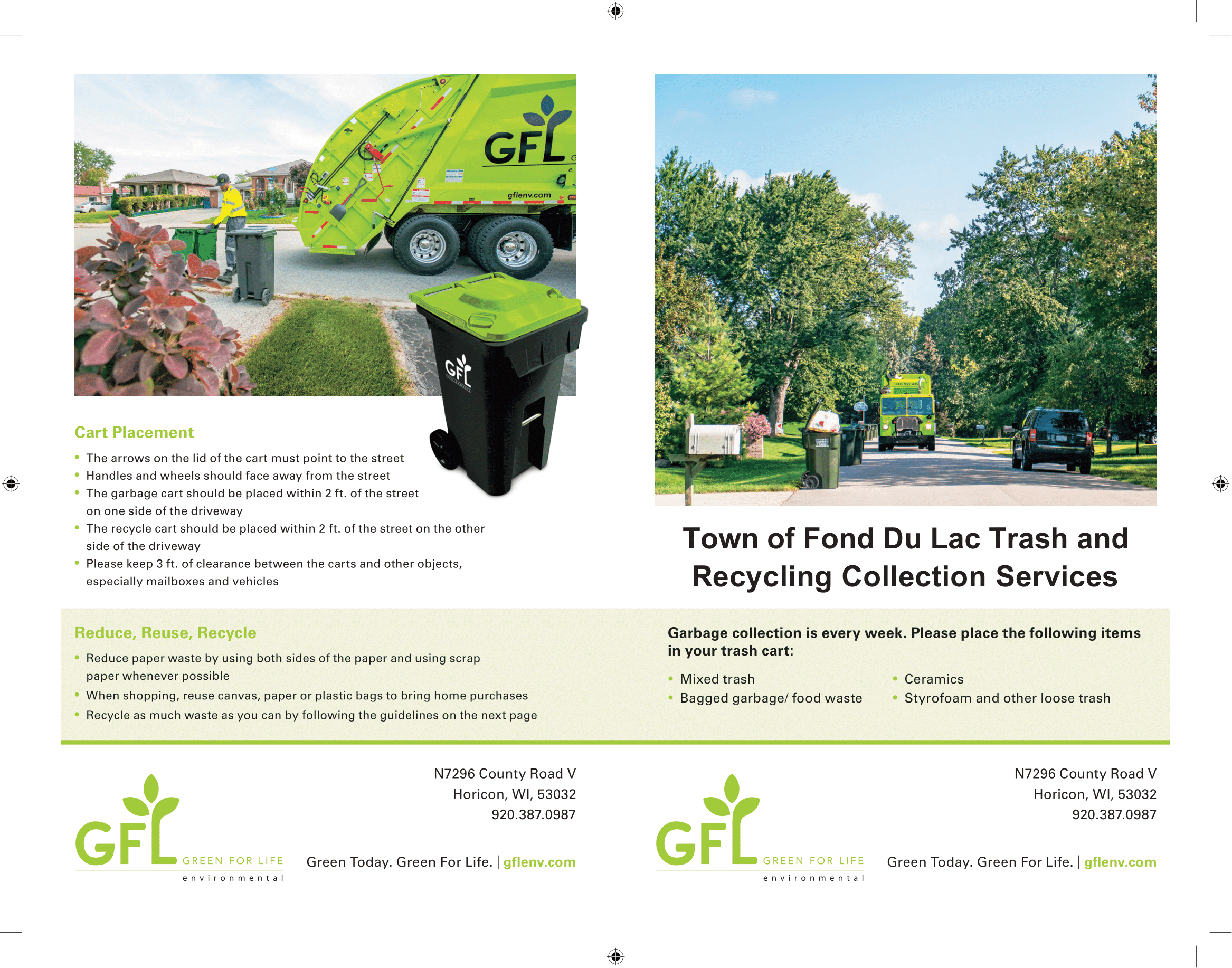 Town of Fond Du Lac Trash and Recycling Collection Services Town of